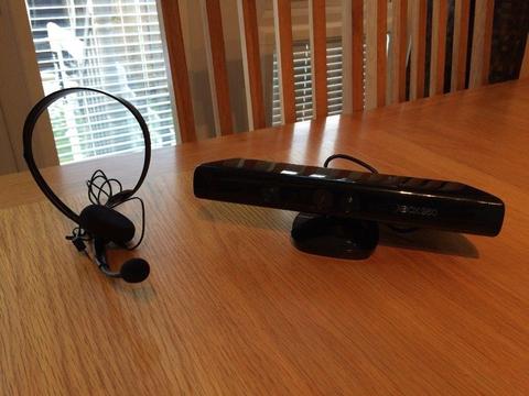 ** Great Condition ** - Microsoft Kinect Sensor for XBOX 360, Headset & 'Kinect Adventures' game