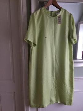 Lime green silk dress