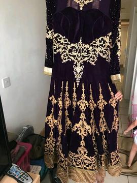 Purple velvet long dress