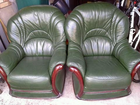 Pair of Green leather chairs