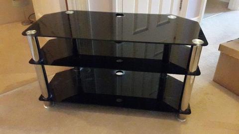 2x TV Stands - Black Glass