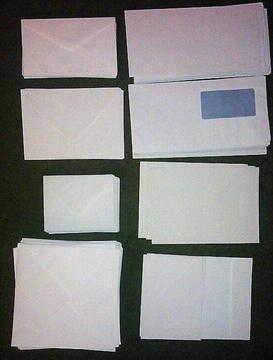 Job Lot Bundle 239 Small White Envelopes Assorted Sizes/Shapes Window Plain + A4 Paper Tufnell Park