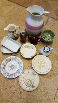 Vintage jugs teapots bowls plates af