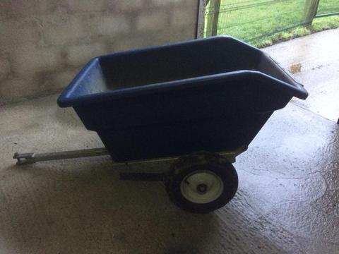 Garden tipping cart for ride on mower or quad