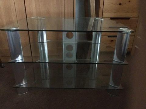Three tier glass TV stand