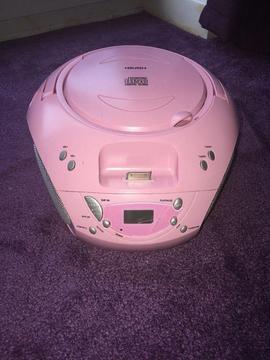 Pink cd player with ipod dock