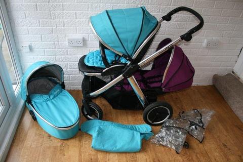 Oyster Max 2 single / double pram tandem with carrycot and car seat *can post*