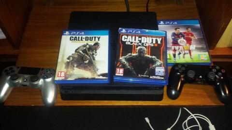 ps4slim500gb,2controllers,3games,mint conition like new etc boxed £200ono