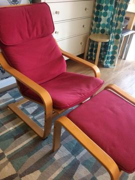 Ikea Poang Chair and Footstool Cushions