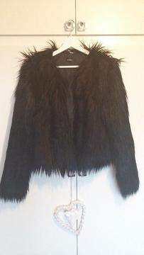 Beautiful black fur jacket, Roman size small, fits size 12