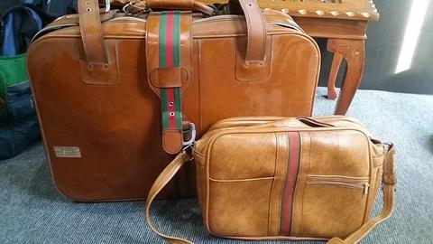 Rustic Leather Carrier bag and suitcase (Gucci ?!)