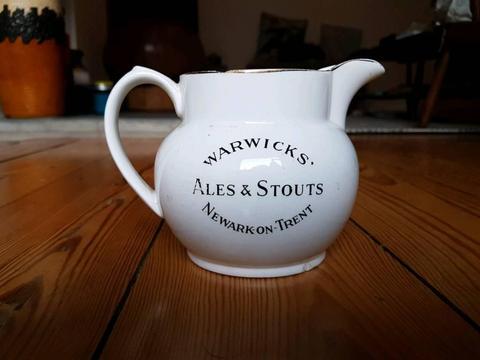 Vintage Warwick's ales and stouts water jug breweriana