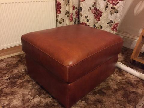 Chestnut leather pouffe/footstool