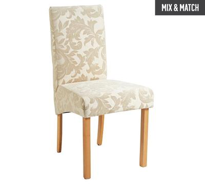 Collection Pair of Fabric Skirted Chairs - Cream Damask