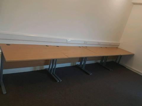 Beech wood and chrome office tables