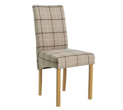 Collection Pair of Fabric Skirted Chairs - Mink Check