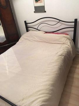Double bed black metal frame and Ikea mattress (Immigrating to Oz)