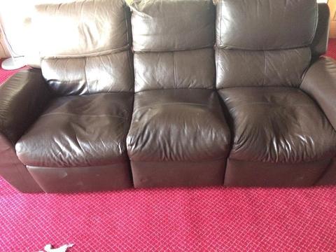 2 piece brown leather suite