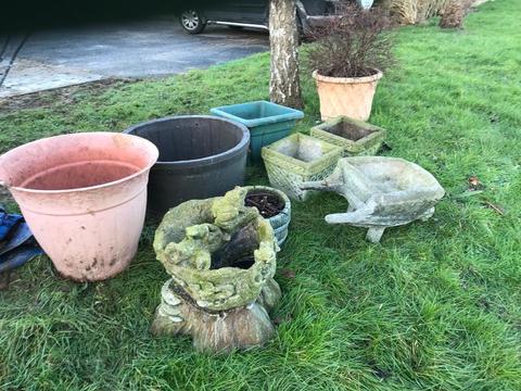 Free job lot. Pots and water feature
