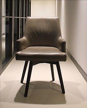 Taupe mid century leather swivel chairs