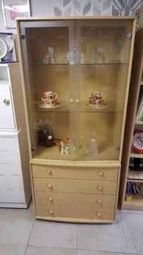 Modern Glass Display Cabinet With Drawers In Great Condition