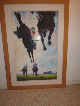 Large ,framed ltd addition Horse racing print. By D.M . Dent. 304/400 high and mighty