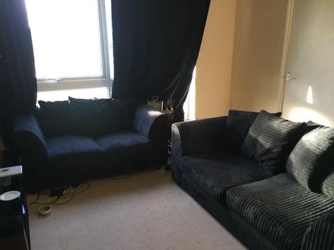 3 + 2 Seater Black Sofa
