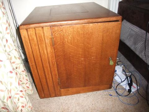 Square wood cabinet. Possibly art deco or 1940’s