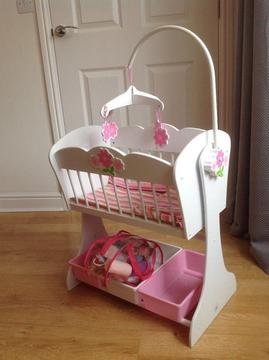 childrens toy cot and accessories