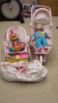 Girls, pram, baby bouncer toys set