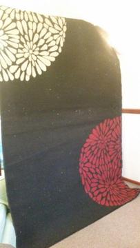 PICK UP TODAY/TOMORROW -Black rug with white and red flowers