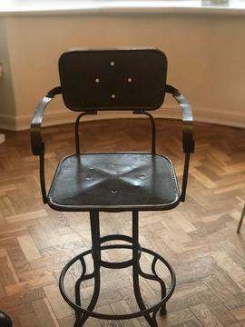 Metal swivel kitchen bar stools with arms & back