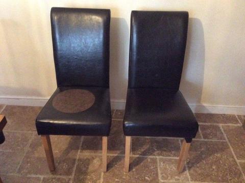2 leather? Dining room chairs -FREE