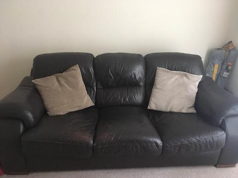 3 seater brown leather sofa