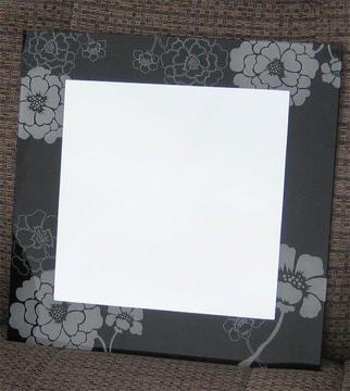 Black Flowery-edged Square Mirror - Free To Collector