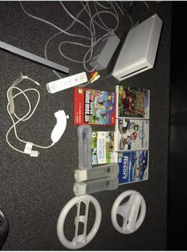 Nintendo Wii console and wires only white