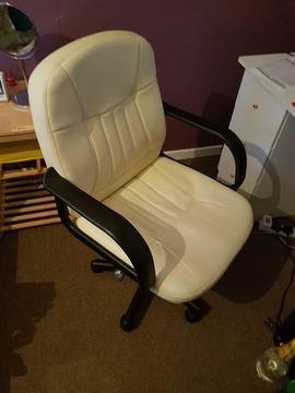Computer Office Chair Faux Leather PU Chairs Swivel Executive Furniture Cream