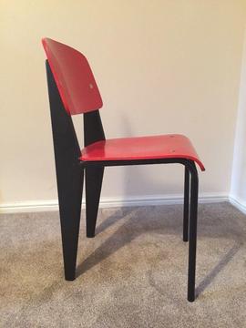 Designer wood and metal red and black chair