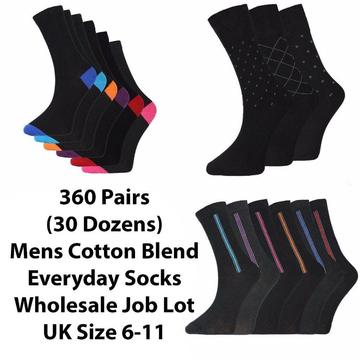 360 Pairs Mens Boys Cotton Blend Everyday Formal Dress Suit Socks Wholesale Job Lot New Size 6-11