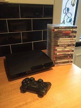 SONY PLAYSTATION 3 SLIMLINE ( 320 GB ) CHARCOAL BACK CONSOLE + 20 GAMES