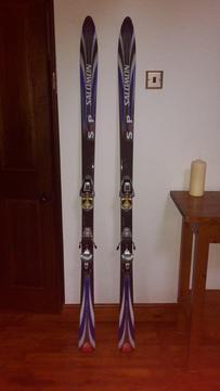 Salomon Skis and Bindings with Sticks Never Used - as NEW