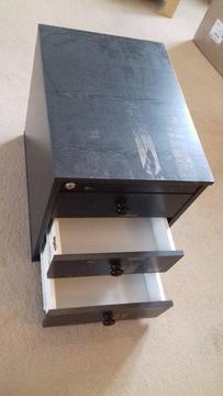 Heavy black desk storage drawer - marks from packing tape