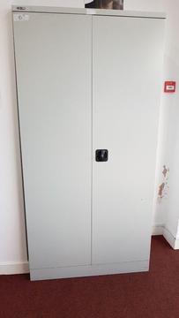 Metal Double Door Cabinet in Light Grey with 3 Shelves