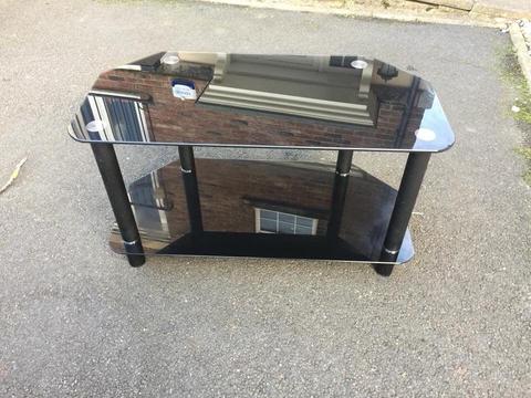 Black glass tv stand