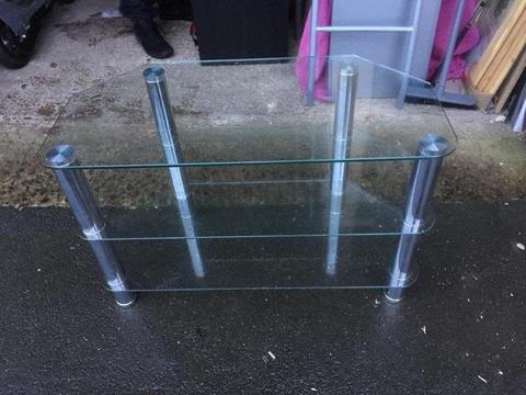 Clear glass tv stand