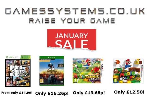 January Sale! Save up to 50% on Xbox One PS4 Switch Wii U Xbox 360 PS3 Wii 3DS 2DS PS Vita PC items!