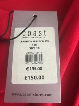 Ladies red Coast Maxi dress size 18 bnwt