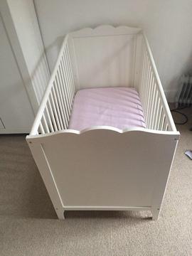 Lovely Ikea cot and quality John Lewis mattress