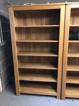 Two solid oak bookcases