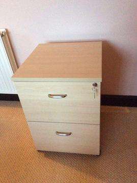 2 drawer light pine filing cabinet with key, H670 W470 D500, good condition £15